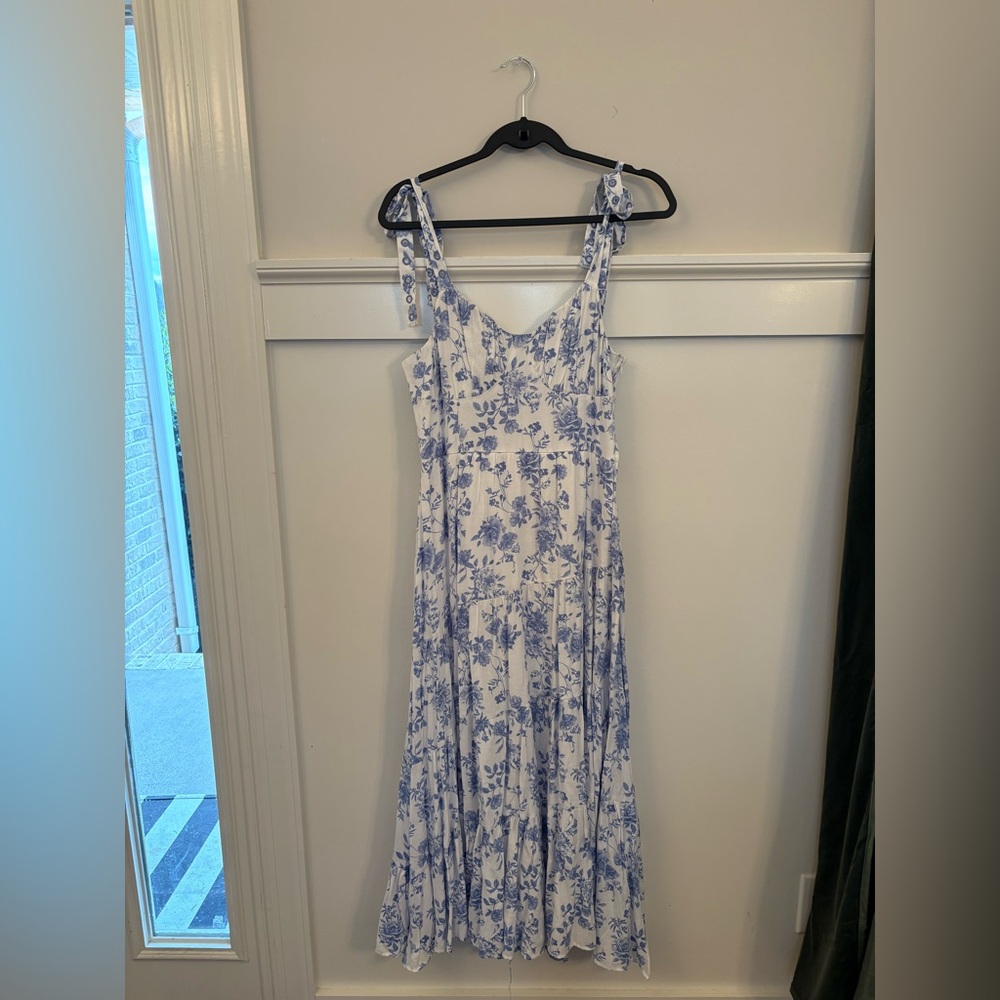 Altar'd State Blue and White Floral Maxi Dress